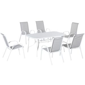 7 Piece Garden Dining Set w/ Dining Table and Chairs for Backyard Grey - Grey - Outsunny