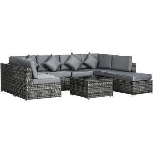 Outsunny - 8 Pieces Patio Rattan Sofa Set Garden Furniture Set for Outdoor Grey - Grey