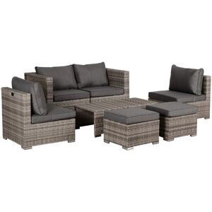 8pc Outdoor Patio Furniture Set Weather Wicker Rattan Sofa Chair Grey - Grey - Outsunny