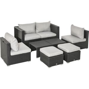 8pc Outdoor Patio Furniture Set Weather Wicker Rattan Sofa Chair Black - Black - Outsunny