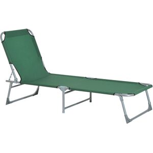 Outsunny - Camping Cot Picnic Sun Lounger Portable Folding Chaise Chair Patio Green - Green