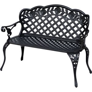 Outsunny - Garden Bench Park Chair Cast Aluminium Outdoor 2-seater Outdoor Black - Black