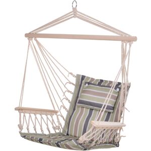 Outsunny - Hammock Hanging Rope Chair Swing w/ Cushion 120KG Multicolored stripes - Multicolored stripes