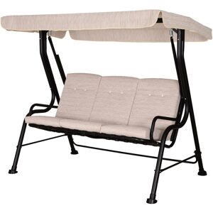 Outdoor 3-person Garden Metal Padded Porch Swing Chair Bench Beige - Beige - Outsunny