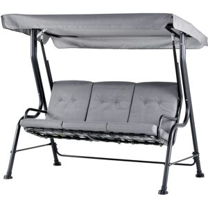 Outdoor 3-person Garden Metal Padded Porch Swing Chair Bench Grey - Grey - Outsunny