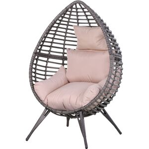 Outsunny - Outdoor indoor Wicker Teardrop Chair with Cushion Rattan Lounger Beige - Beige