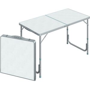 4ft Aluminium Portable Folding Camping Picnic Table Outdoor Garden - White - Outsunny