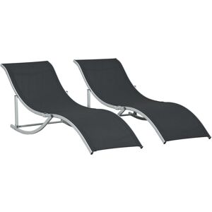 Outsunny - Set of 2 Zero Gravity Lounge Chair Recliners Sun Lounger Black - Black