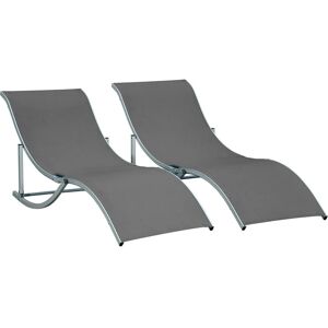 Outsunny - Set of 2 Zero Gravity Lounge Chair Recliners Sun Lounger Grey - Grey