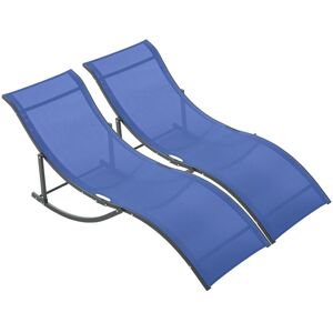 Outsunny - Set of 2 Zero Gravity Lounge Chair Recliners Sun Lounger Blue - Blue