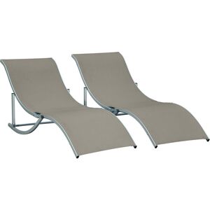 Outsunny - Set of 2 Zero Gravity Lounge Chair Recliners Sun Lounger Light Grey - Light Grey