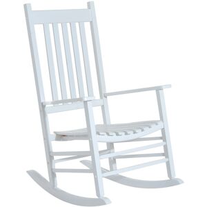 Outsunny - Wooden Garden Rocking Chair Outdoor Furniture Deck Armchair Patio Swing White - White