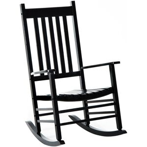 Outsunny - Wooden Garden Rocking Chair Outdoor Furniture Deck Armchair Patio Swing Black - Black