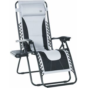 Outsunny - Zero Gravity Lounger Folding Recliner Chair w/ Cup Holder Light Grey - Light Grey