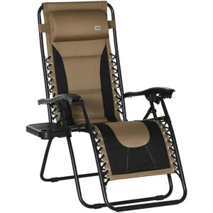 Outsunny - Zero Gravity Lounger Folding Recliner Chair w/ Cup Holder Brown - Brown