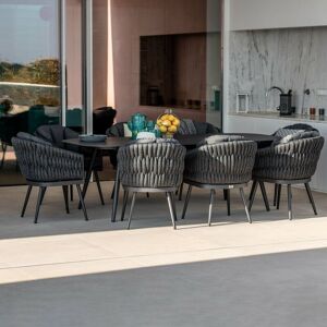 HARBOUR LIFESTYLE Palma 8 Seat Rope Oval Dining Set with Ceramic Table in Grey