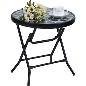 PHIVILLA Phi villa Folding Side Table, Foldable Coffee Table, Outdoor Garden Table, Small Round Patio Table - Black