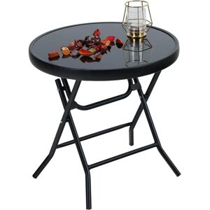 PHIVILLA Phi villa Folding Side Table, Foldable Coffee Table, Outdoor Garden Table, Small Round Patio Table - Black