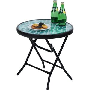 PHIVILLA Phi villa Folding Side Table, Foldable Coffee Table, Outdoor Garden Table, Small Round Patio Table - Turquoise