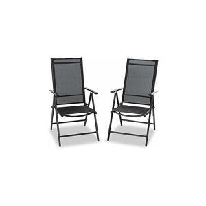 Garden Chairs Set of 2 Adjustable Folding Reclining Dinning Chairs, Comfortable, Patio Chairs Set, Black - Phivilla