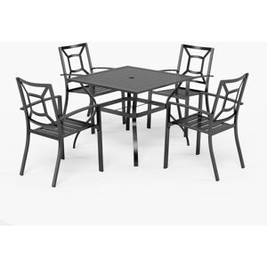 Garden Table and Chairs Set of 4 Patio Table Chairs Metal Outdoor Bistro Garden Furniture Sets Weather-resistant - Phivilla