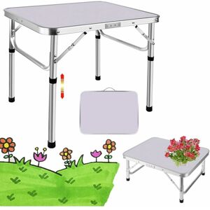 Briefness - Picnic Table 2ft, Folding Camping Table with 2 Adjustable Height, Aluminium Carry bbq Desk for Kitchen Outdoor, Unfolding Size: