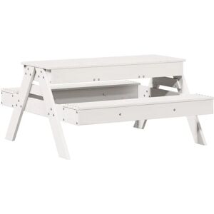 Picnic Table with Sandpit for Kids White Solid Wood Pine Vidaxl White