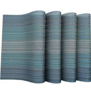 LANGRAY Placemats Set Set of 4 Washable pvc Heat Resistant Non-Slip Table Mat for Dining Kitchen Living Room Garden or Dining Room Restaurant - Gray / Blue
