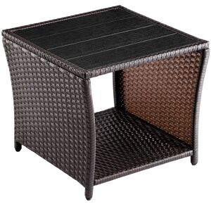 Casaria Polyrattan Garden Side Table 45cm wpc Top Weatherproof Outdoor W/Levelling Feet Brown