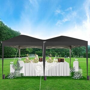 Mcc Direct - Pop-up Gazebo 3m x 6m with Wind Bars & 6 Weight Bags & Silver Protective Layer Waterproof Marquee Canopy Black ns