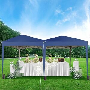 MCC DIRECT Pop-up Gazebo 3m x 6m with Wind Bars & 6 Weight Bags & Silver Protective Layer Waterproof Marquee Canopy Blue ns