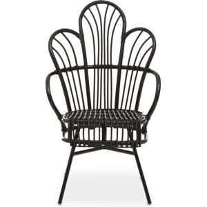 Java Black Rattan Scalloped Back Chair - Premier Housewares