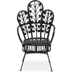 Java Black Rattan Scalloped Back Chair - Premier Housewares