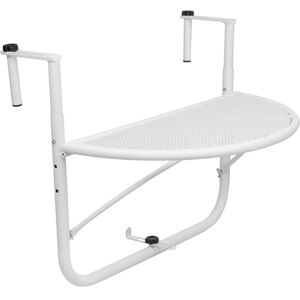 PrimeMatik - Semicircular folding table for balcony white color 60x30 cm