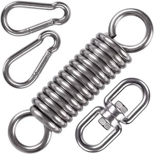 AOUGO Punching Bag Hooks Stainless Steel, Hammock Swing Spring Hanging Kit, Swivel Hanging Hooks with 2 Spring Carabiners for Hanging Chair, Swings, Heavy