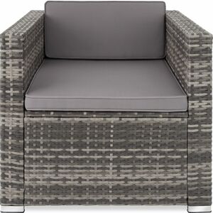 Tectake - Rattan armchair Lignano 1 Seat - Rattan armchair, rattan chair, garden armchair - grey - grey