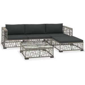 UNIQUEHOMEFURNITURE Rattan Garden Furniture Grey Wicker Patio Corner Sofa Set Metal Lounge Table