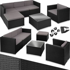 Tectake - Rattan Garden Furniture Lignano Set with Armchair - sofa for garden, garden corner sofa, sofa set garden - black - black