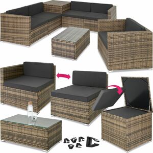 Tectake - Garden corner sofa set Pisa 5 seats, 1 table - garden sofa, garden corner sofa, rattan sofa - nature - nature