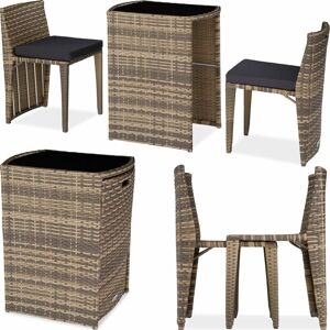 Tectake - Rattan garden bistro set Hamburg 2 Chairs, 1 Table - garden tables and chairs, garden furniture set, outdoor table and chairs - nature