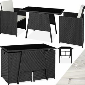 Tectake - Rattan garden furniture set Lausanne (2 chairs & 1 table) - garden tables and chairs, garden furniture set, outdoor table and chairs