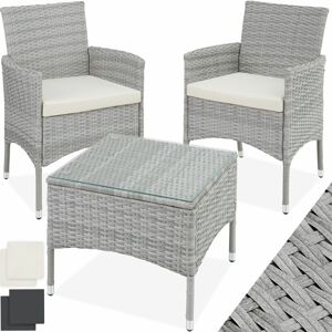 TECTAKE Rattan garden furniture set Lucerne w/ two sets of cushion covers - garden tables and chairs, garden furniture set, outdoor table and chairs - light