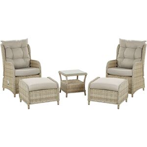 Beliani - Outdoor Lounge Set for 2 Armchairs Footstools with Table Faux Rattan Beige Ponza - Natural