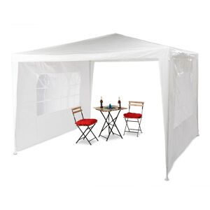 Gazebo 3x3 m, 2 Side Walls, Metal Frame, pe Cover, Window, Enclosed Festival Party Tent Event Shelter, White - Relaxdays