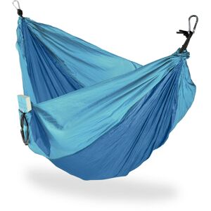Relaxdays - Hammock Outdoor, Travel Hammock for 2 People, Ultra-light,Camping, up to 200 kg, Blue