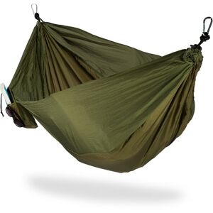 Relaxdays - Hammock Outdoor, Travel Hammock for 2 People, Ultra-light,Camping, up to 200 kg, Dark-green