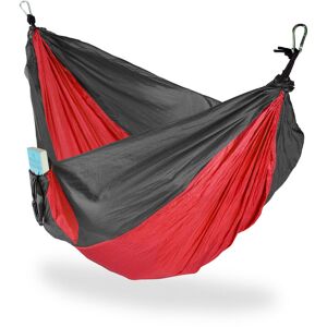 Relaxdays - Hammock Outdoor, Travel Hammock for 2 People, Ultra-light,Camping, up to 200 kg, Red