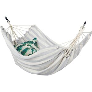 Hammock, xxl Hanging Mat For 2 Adults, Portable, In- & Outdoor, Made Of Cotton, 150x272 cm, Grey-White - Relaxdays