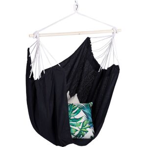 Hanging Chair, Modern Cotton Swing Seat, For Adults & Children, In- & Outdoor Use, Max. 150 Kg, Black - Relaxdays