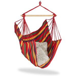 Hanging Chair. Modern Cotton Swing Seat, For Adults & Children, In- & Outdoor Use, Max. 150 Kg, Colourful - Relaxdays